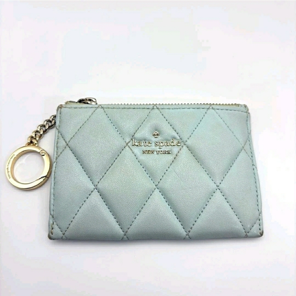 NWT! SET! Kate Spade Carey Wild Sage Quilted Zip Crossbody Bag & Zip Cardholder - Picture 8 of 11